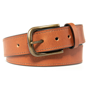 Cinturón de Cuero Genuino, Piel de Vaca, Color Marrón Sólido, Hebilla de Pin Rectangular de Cobre, Estilo Casual, Duradero, Diseño Personalizado - Product Image 1