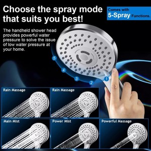 Pommeau de douche en acier inoxydable - fixation murale, apparent, douche pluie pour salle de bain - Product Image 2