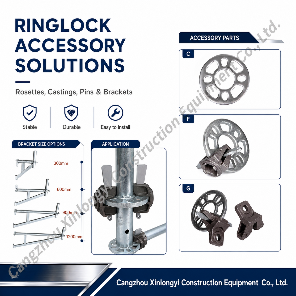 High Quality Silver Steel Flexible High-Strength Customizable Ringlock Scaffolding Accessories for Office Building · image 3
