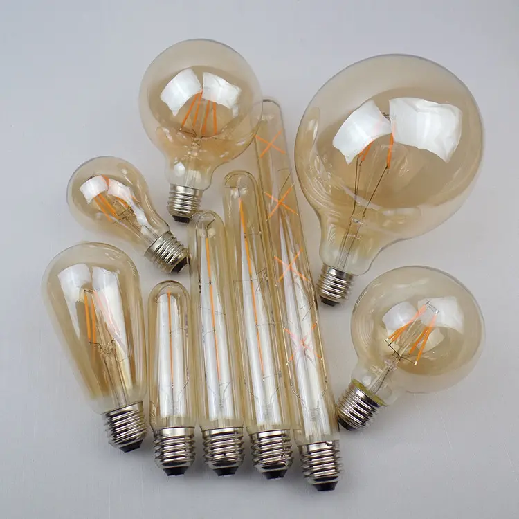 Nieuwe Stijl Amber Glas 4Watt A60 St64 G80 G95 G125 4W 6W 8W Antieke Led Edison Lampen E27 Vintage Lampen
