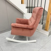 Fauteuil à bascule de luxe en velours, dossier haut, avec accoudoirs, pour intérieur, chambre d'enfant, allaitement, ou comme chaise d'appoint pour salon et chambre à coucher