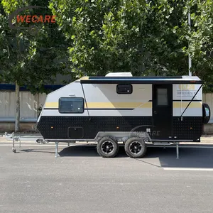 Wecare lujo fuera de la carretera RV Camper caravana casa rodante todoterreno de acero inoxidable viaje remolque camper con baño