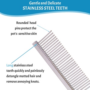 Peine Profesional para Eliminar el Pelo de Mascotas, Cepillo Desenredante de Acero Inoxidable para Perros y Gatos - Product Image 3