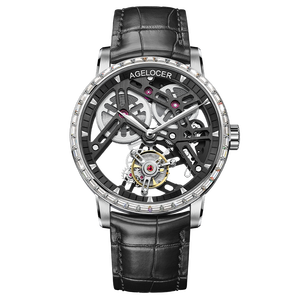 Reloj Tourbillon Original AGELOCER, Clásico, para Hombre, de Negocios, Formal, de Lujo, Esqueleto, Mecánico Manual, con Bisel de Diamantes, para Regalo - Product Image 1