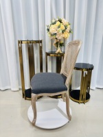 Chaises de salle à manger de luxe en bois et tissu de style rétro français antique classique, meubles nordiques rembourrés pour événements de mariage