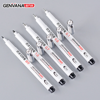 Stylos à dessin Genvana en gros, 13 tailles, un ensemble, noirs, imperméables, marqueurs d'art pour le dessin, matériau PLA, étui en PVC