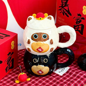 Taza de cerámica Dragon Nest con tapa de 401-500 ml resistente al calor para trabajadores de oficina y profesores, regalo - Product Image 4