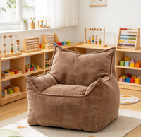 Fauteuil pouf en velours côtelé Disan Extra Doux en forme de larme, une place, avec housse amovible, idéal pour petits appartements et balcons