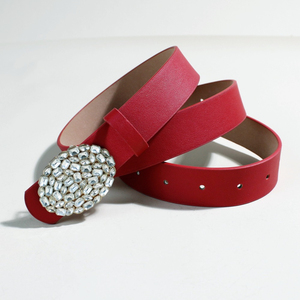 Cintura in Pelle Vegana Lucida per Donne con Fibbia in Strass, Regolabile e Sottile, per Jeans, Abiti e <span class=keywords><strong>Pantaloni</strong></span> - Product Image 2