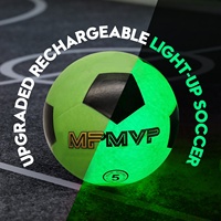 Ballon de football en caoutchouc LED de taille 5 rechargeable par USB, logo personnalisé imprimé, lumière verte lumineuse, effet lumineux dans le noir