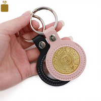 Porte-clés en cuir pour pièce commémorative, étui à pièces rond en cuir de 30 à 38 mm, porte-badge commémorative