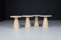 Table basse ronde en pierre de travertin de salon de Style italien nordique, Table d'appoint circulaire moderne en travertin ou Table basse