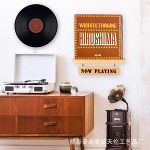 Cross-border wooden record display rack, vinyl record holder, American style record <b>shelf</b>, wall storage rack - Product Image 3