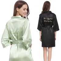Peignoir Kimono en Soie Satinée de Haute Qualité pour Femme, Idéal Mariage, Soirée, Spa, avec Logo Personnalisé pour Mariée, Demoiselle d'Honneur, Fille d'Honneur et Vêtement de Nuit