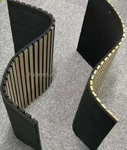 custom wooden slats soundproof panels interior wood veneer acoustic panels curved panels