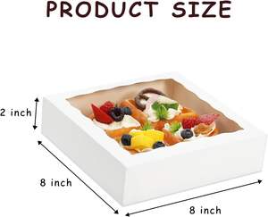 XINHPKGG - Cajas para Pasteles con Ventana, 15 Unidades, 8x8x2 Pulgadas, para Macarons, Postres, Fresas Cubiertas de Chocolate, Pasteles y Cakesicle - Product Image 4