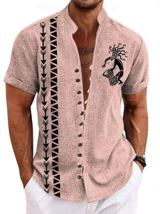Chemise décontractée d'été pour homme en satin extensible, style hawaïen rétro imprimé, col rabattu, manches courtes, respirante et écologique, 100 % - Product Image 2
