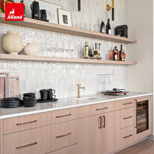 Alland Bespoke Etagère murale en grain de bois dur Nouveau comptoir de <span class=keywords><strong>bar</strong></span> Design moderne Armoire d'exposition <span class=keywords><strong>ouverte</strong></span> Armoires de <span class=keywords><strong>cuisine</strong></span> - Product Image 1