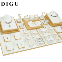 DIGU fabricant cuir blanc bijoux affichage anneau collier bijoux affichage pour salon boucles d'oreilles présentoir support