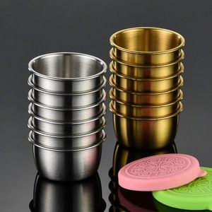 Tasse à trempette portable en acier inoxydable 304 argenté de 50 ml avec couvercle en silicone écologique, réutilisable, pour sauces et assaisonnements, idéale pour l'extérieur - Product Image 4