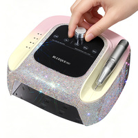 Lampe à ongles à double longueur d'onde 30 LED et perceuse 45000 tr/min à vitesse réglable, machine à ongles professionnelle 2 en 1 pour strass, fourniture OEM