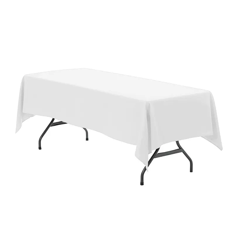 도매 화이트 100% 폴리 에스터 직사각형 테이블 보 사각형 웨딩 테이블 천으로 레스토랑
