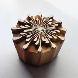 Hand Carved <b>Wooden</b> Leaf and Floral Vine <b>Block</b> Printing Stamp for Indian Textile Crafts - Product Image 3