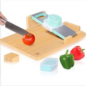Planche à découper en bambou et en <span class=keywords><strong>bois</strong></span> durable, adaptée aux personnes amputées d'une seule main, avec des plateaux et une planche à fromage en bambou et un couteau - Product Image 5