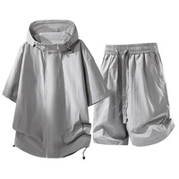 Conjunto de Camiseta y Pantalones Cortos de Verano con Bloques de Color, de Secado Rápido y Sensación Fresca, con Protección UV para Actividades al Aire Libre
