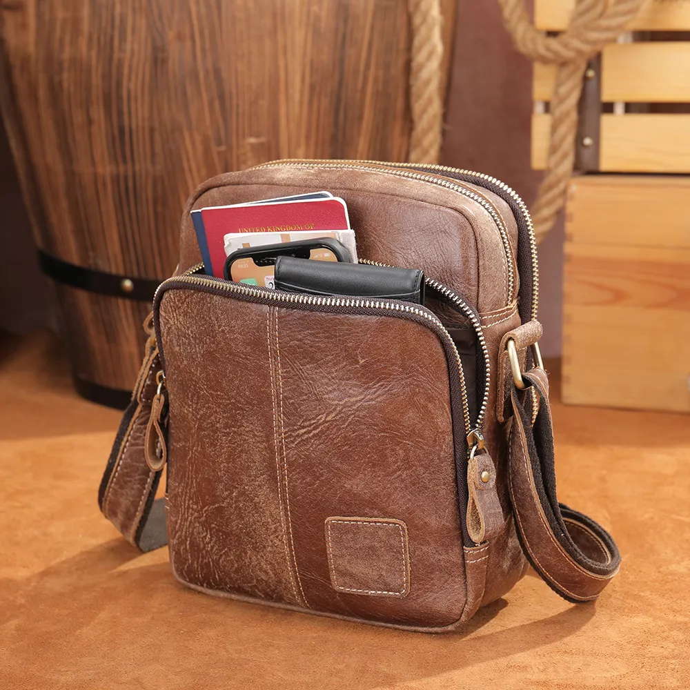 Marrant High Quality Cross-body Shoulder Bag Vintage Men Genuine Leather Messenger Bag Sling Side Bags For Man