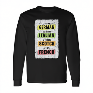 T-shirt à manches longues Drive German Wear Italian Drink Scotch Kiss French - Product Image 2