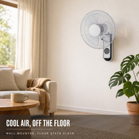 Ventilateur mural oscillant électrique à forte puissance, faible bruit, télécommande, 3 vitesses, moteur entièrement en cuivre, usage commercial