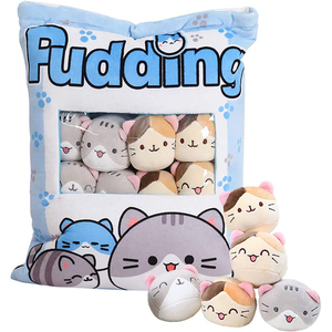 Meilleures ventes : Adorables petits coussins en peluche douce, cadeau, avec rembourrage amovible, motif dessin animé, huit adorables petits coussins chat - Product Image 1