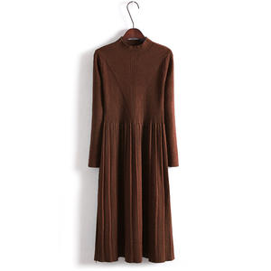 Y211005 <span class=keywords><strong>Vestito</strong></span> Lungo da Donna in Tinta Unita a Collo Alto in <span class=keywords><strong>Maglia</strong></span> Autunno Inverno Caldo Abito a Trapezio per Feste Natalizie - Product Image 4