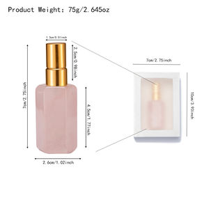 Bouteille de parfum rechargeable en quartz rose hexagonale en cristal de guérison unique Bouteille de vaporisateur d'huile essentielle vide en quartz rose pour femmes - Product Image 4