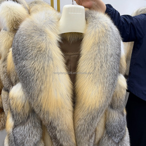 Elegante <span class=keywords><strong>Cappotto</strong></span> in Vera <span class=keywords><strong>Pelliccia</strong></span> di <span class=keywords><strong>Volpe</strong></span> Dorata per l'Autunno e l'Inverno, <span class=keywords><strong>Cappotto</strong></span> in Vera <span class=keywords><strong>Pelliccia</strong></span> di <span class=keywords><strong>Volpe</strong></span> per Donna, Collo Grande di Alta Qualità - Product Image 2
