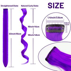 Extensions de cheveux synthétiques transfrontalières 20 pouces lisses en fibre Kanekalon densité 180 style cosplay fête 10 pièces par paquet - Product Image 4