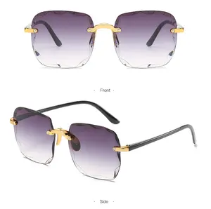 Trendy Square Sunglasses Rimless glasses Sun Oversized women in stock