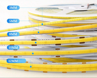 Bande LED COB DC12V 24V 3mm 5mm 8mm 10mm de largeur 10W/M 3000K 4000K 6500K Ra90 IP20 pour éclairage LED intérieur
