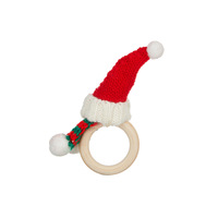 Mini-foulards tricotés de Noël et anneaux de serviette en forme de bonnet du Père Noël, anneaux décoratifs pour bouteilles de Noël, décorations de table festives en forme de fleur