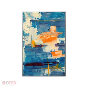 Toile d'art moderne abstraite, art mural de luxe pour le bureau et le salon, <span class=keywords><strong>paysage</strong></span> marin orange et bleu, peinture à l'huile - Product Image 2