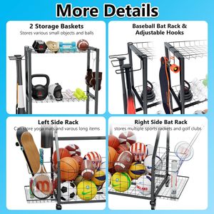 Estante para palos de golf, estante para balones de baloncesto y fútbol, estante multifuncional para almacenamiento de pelotas, equipo deportivo - Product Image 4