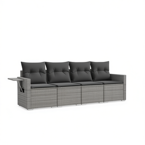 Ensemble de canapés de jardin en rotin gris 4 places avec pieds réglables, mobilier d'extérieur au design contemporain - Product Image 1