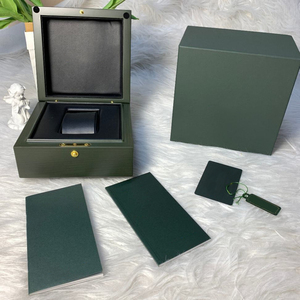 Custom Logo Wooden Watch Box with Green Piano <b>Paint</b> Finish Gift Packaging <b>Set</b> Includes Card & Certificate Storage for Men - Product Image 2