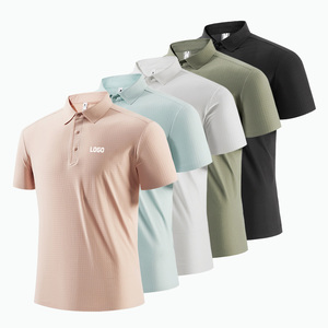 OEM Summer Sports Golf Clothing Seamless Quick Dry Nylon Loose Breathable Ice Silk Polo Neck Tops Custom Plain Men'S Polo Shirt