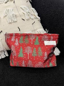 Sac de maquillage de Noël BSCI, sac de rangement en soie scintillante avec motif d'arbre de Noël et de flocon de neige, pochette pour produits de soin de la peau et articles de toilette - Product Image 4