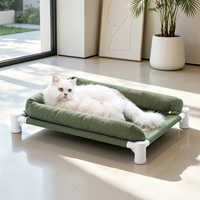 Canapé pour chat d'intérieur haut de gamme, lit surélevé pour animaux de compagnie, accessoires pour chats, lit pour chien, cadre blanc en lin, toutes saisons, ODM OEM, vente en gros de lits pour chats