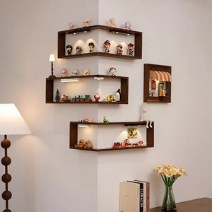 Solid Wood Corner Wall <b>Shelf</b> 90 Degree 3 Tier For Home Toy Storage Organizer Display <b>Rack</b> - Product Image 2