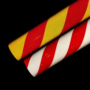 Benzersiz petek çift renk beyaz kırmızı sarı siyah akrilik yansıtıcı malzeme trafik güvenliği için yansıtıcı kaplama