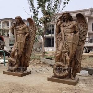 Famosa statua di angelo maschio in rame che uccide serpente statua di bronzo di san <span class=keywords><strong>Michael</strong></span> arcangelo - Product Image 4